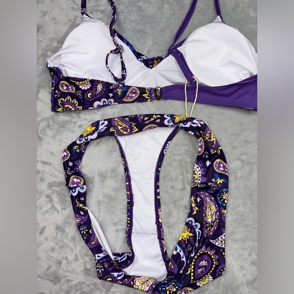 OYOANGLE Purple Paisley Bikini Set Large - Picture 5 of 7